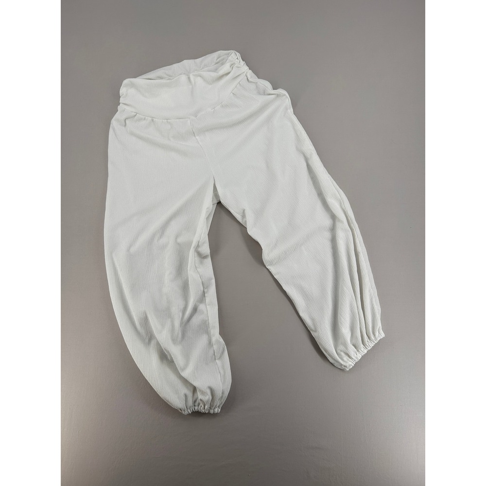 H&M Divided White Textured High Waisted Jogger Pants Size Small
